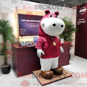 Maroon Hippopotamus maskot...