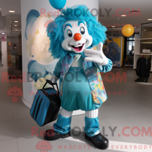 Cyaan Clown mascottekostuum...