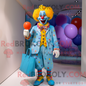 Cyan Clown maskot kostyme...