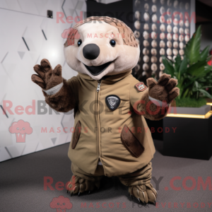Tan Pangolin maskot kostume...