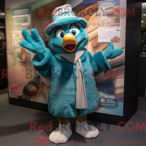 Teal Goulash mascot costume...