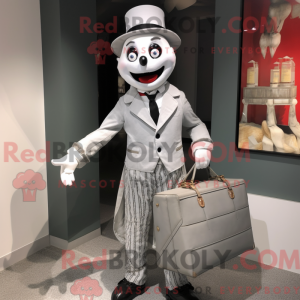 Sølv Mime-maskotdraktfigur...
