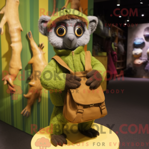 Olive Lemur mascot costume...