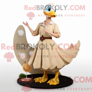 Beige Gosling mascot...