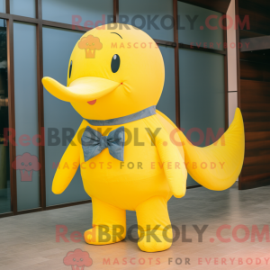 Gele walvis mascottekostuum...