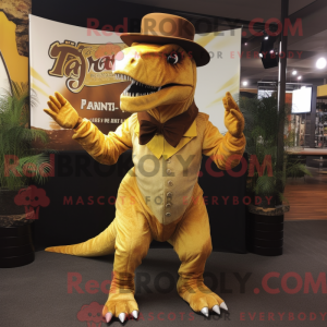 Gold T Rex maskotdraktfigur...