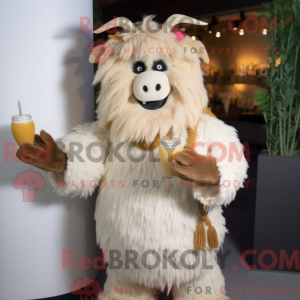 Beige Yak mascot costume...