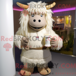 Beige Yak-maskotdraktfigur...