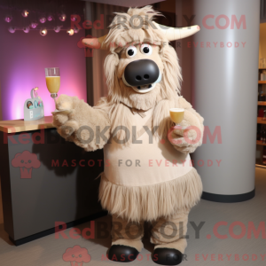 Beige Yak mascot costume...