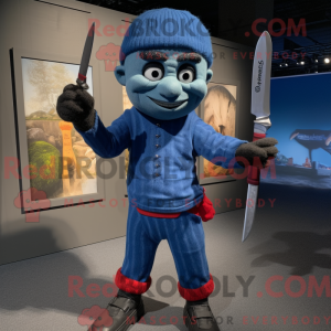 Blå Knife Thrower maskot...
