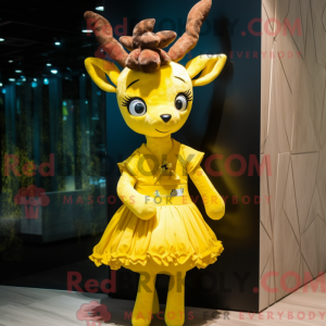 Yellow Deer maskot kostyme...