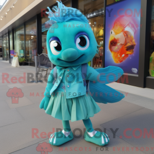 Teal Betta Fish mascot...