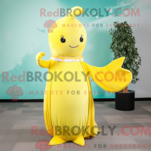 Lemon Yellow Narwhal mascot...