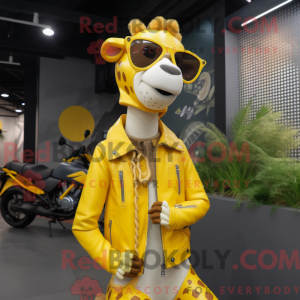Gul giraff maskot drakt...