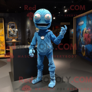 Blå Undead maskot kostume...