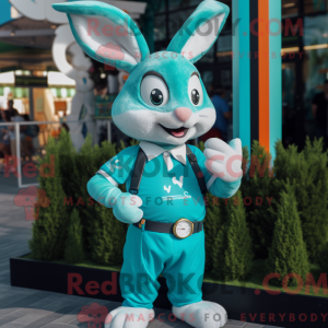 Teal Rabbit Maskottchen...