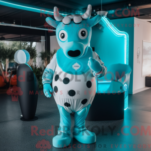 Cyan Jersey Cow maskot...