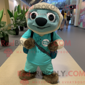 Teal Sloth mascottekostuum...