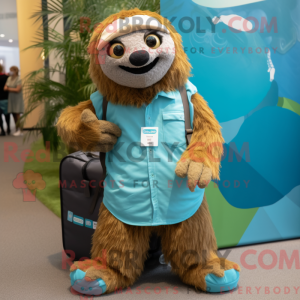 Teal Sloth mascot costume...