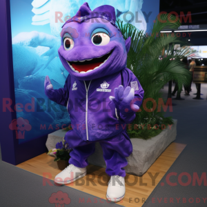 Purple Cod maskot kostume...