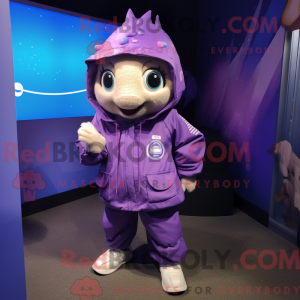 Purple Cod mascot costume...