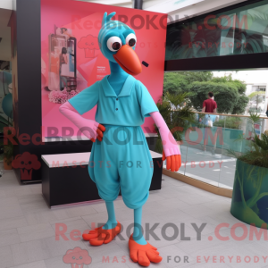 Cyan Flamingo mascot...