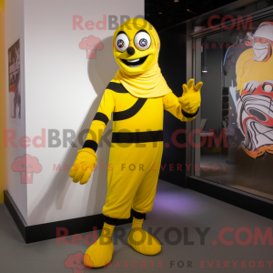 Yellow Mime mascot costume...
