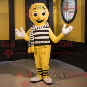 Geel Mime-mascottekostuum...