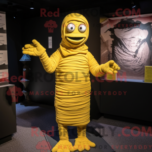Yellow Mummy mascot costume...