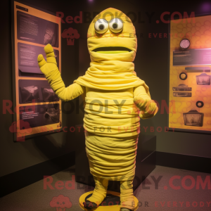 Geel mummie-mascottekostuum...