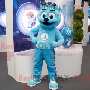 Cyan Ice mascot costume...