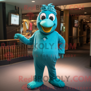 Teal Aglet mascot costume...