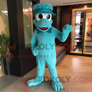 Teal Aglet mascot costume...