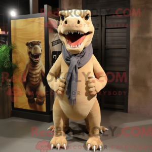 Tan Tyrannosaurus maskot...