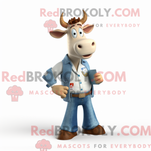 Beige Jersey Cow mascot...