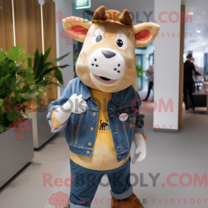 Beige Jersey Cow mascot...