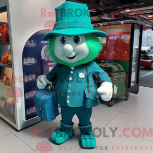 Teal Leprechaun Hat mascot...