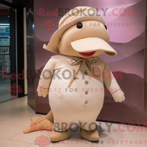 Beige Whale mascot costume...