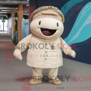 Beige Whale mascot costume...