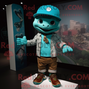 Turquoise Skateboard mascot...