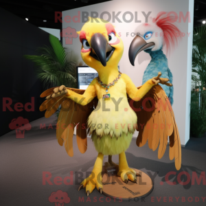 Gul Macaw maskot kostume...
