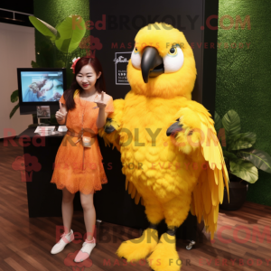 Yellow Macaw mascot costume...