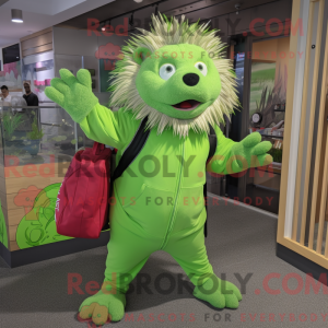 Limegrøn Porcupine maskot...