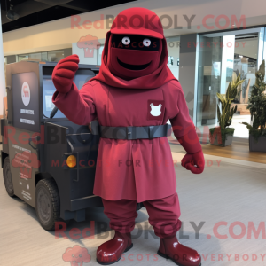 Maroon Army Soldier mascot...