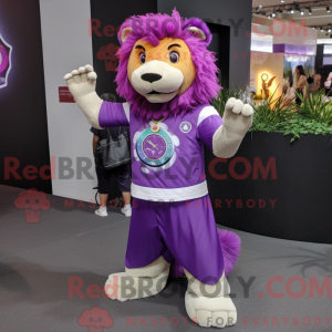 Purple Lion mascot costume...