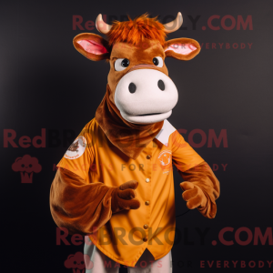 Rust Guernsey Cow mascot...