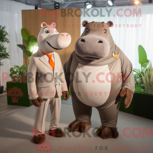 Tan Hippopotamus mascot...