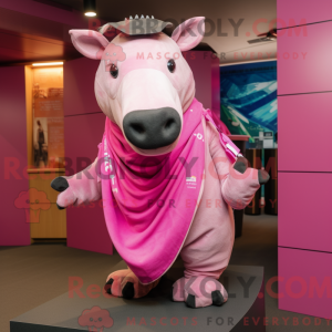 Pink Tapir mascot costume...
