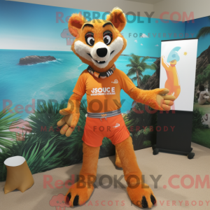 Orange Wolf mascot costume...