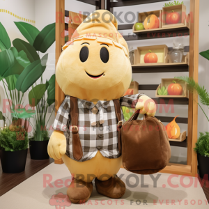 Beige Mango maskot kostume...